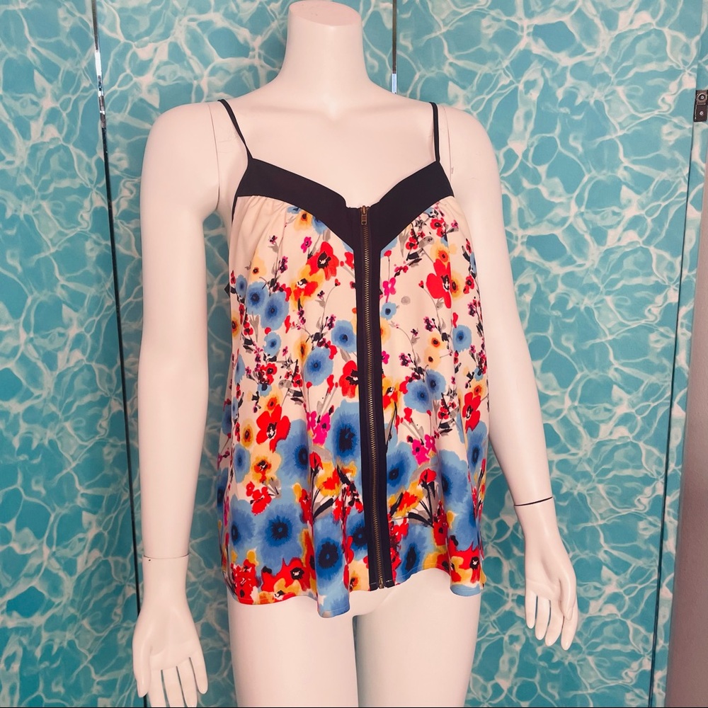 Floral NWOT Silky Zip Cami Tank Top